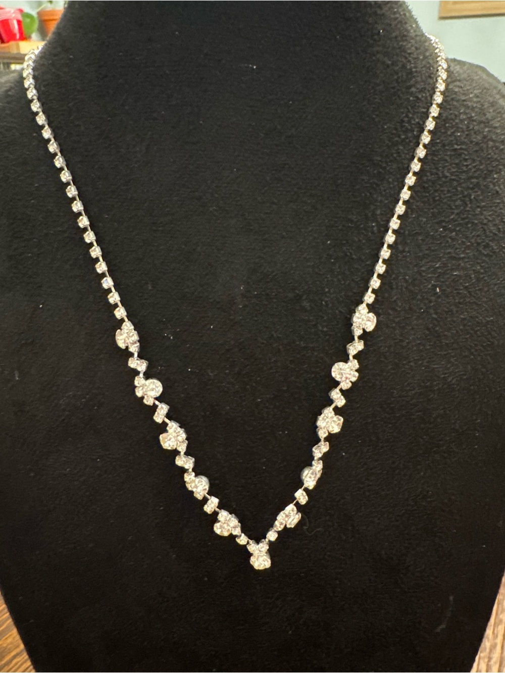 Rhinestone Necklace & AB Crystal Bracelet Set Silver Tone Bridal Formal Jewelry